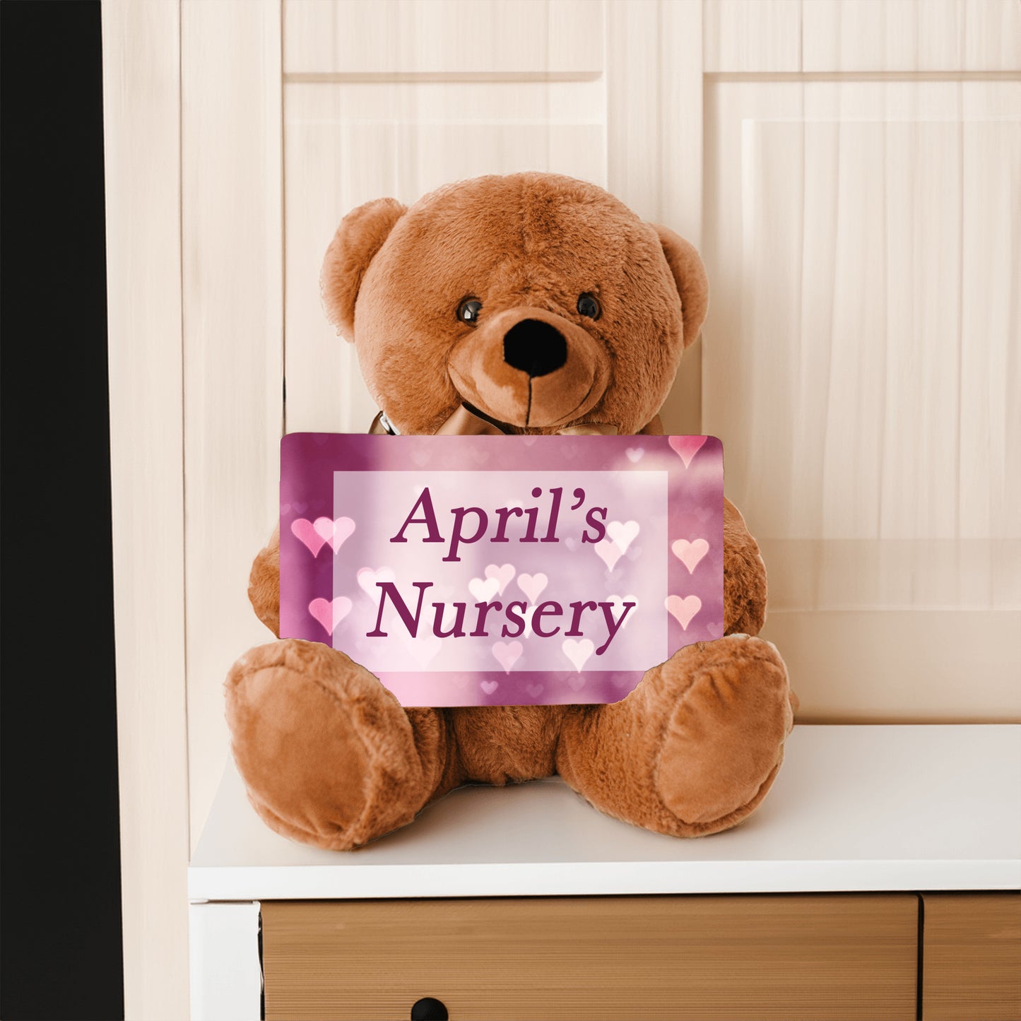 Girl Nursery Pink Bear Sign