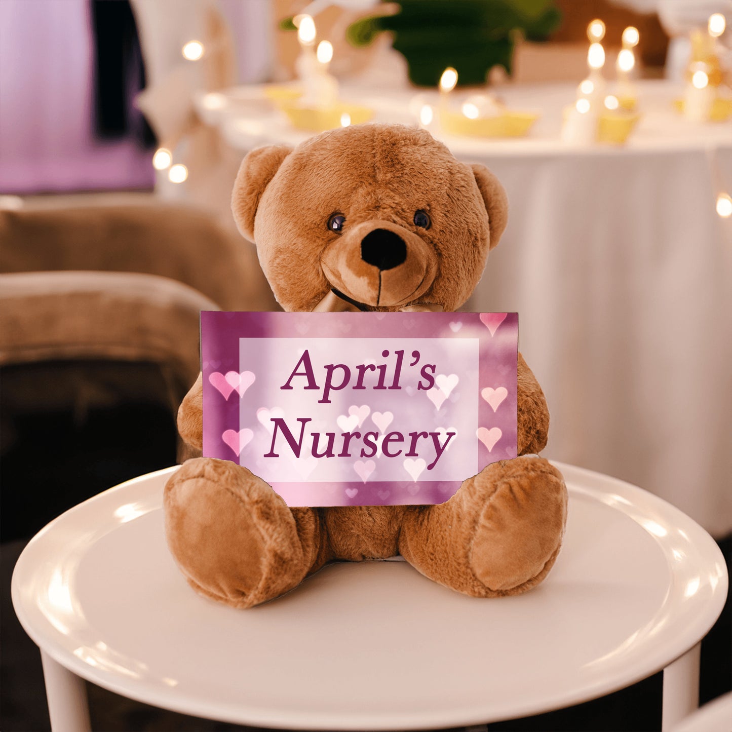 Girl Nursery Pink Bear Sign