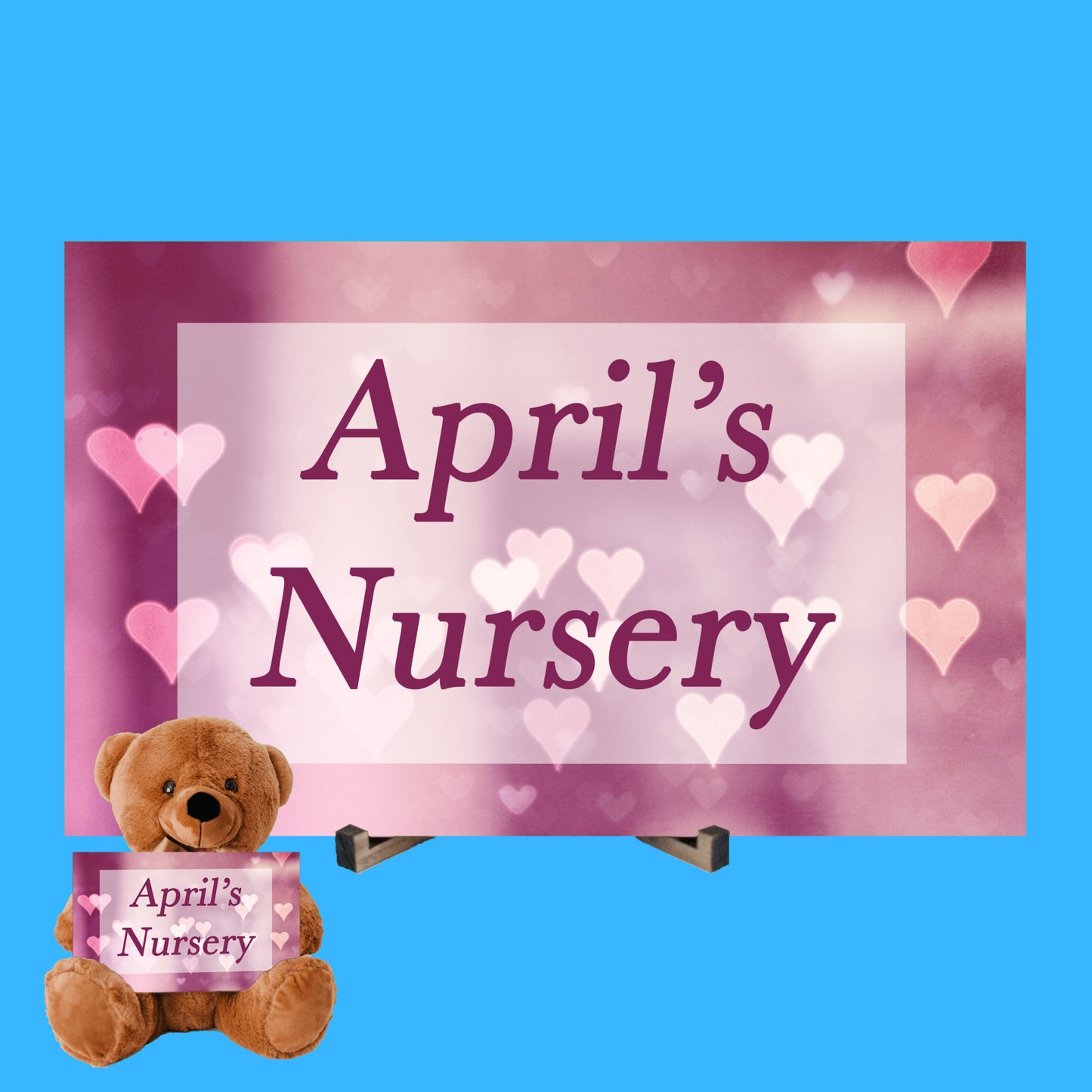 Girl Nursery Pink Bear Sign