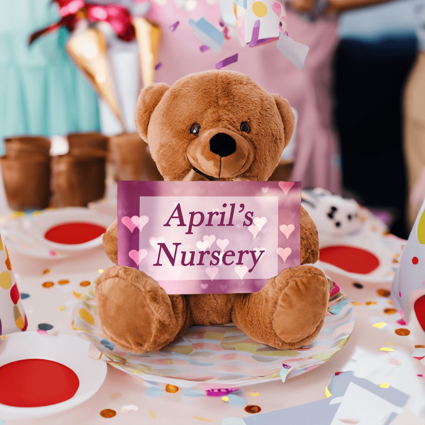 Girl Nursery Pink Bear Sign