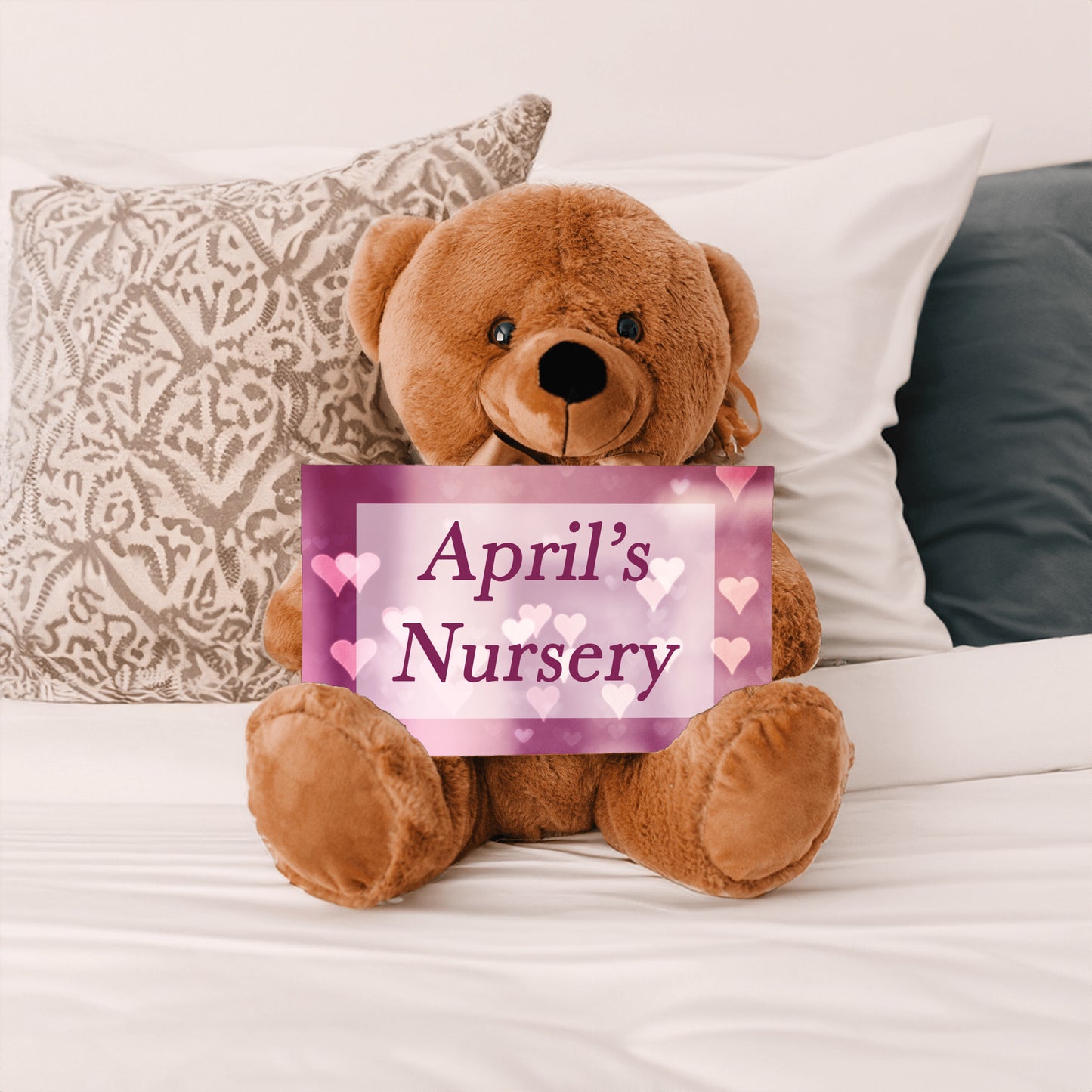 Girl Nursery Pink Bear Sign