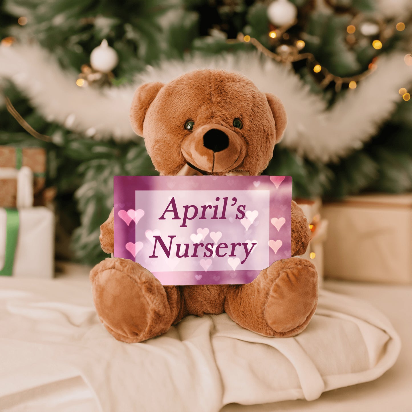 Girl Nursery Pink Bear Sign