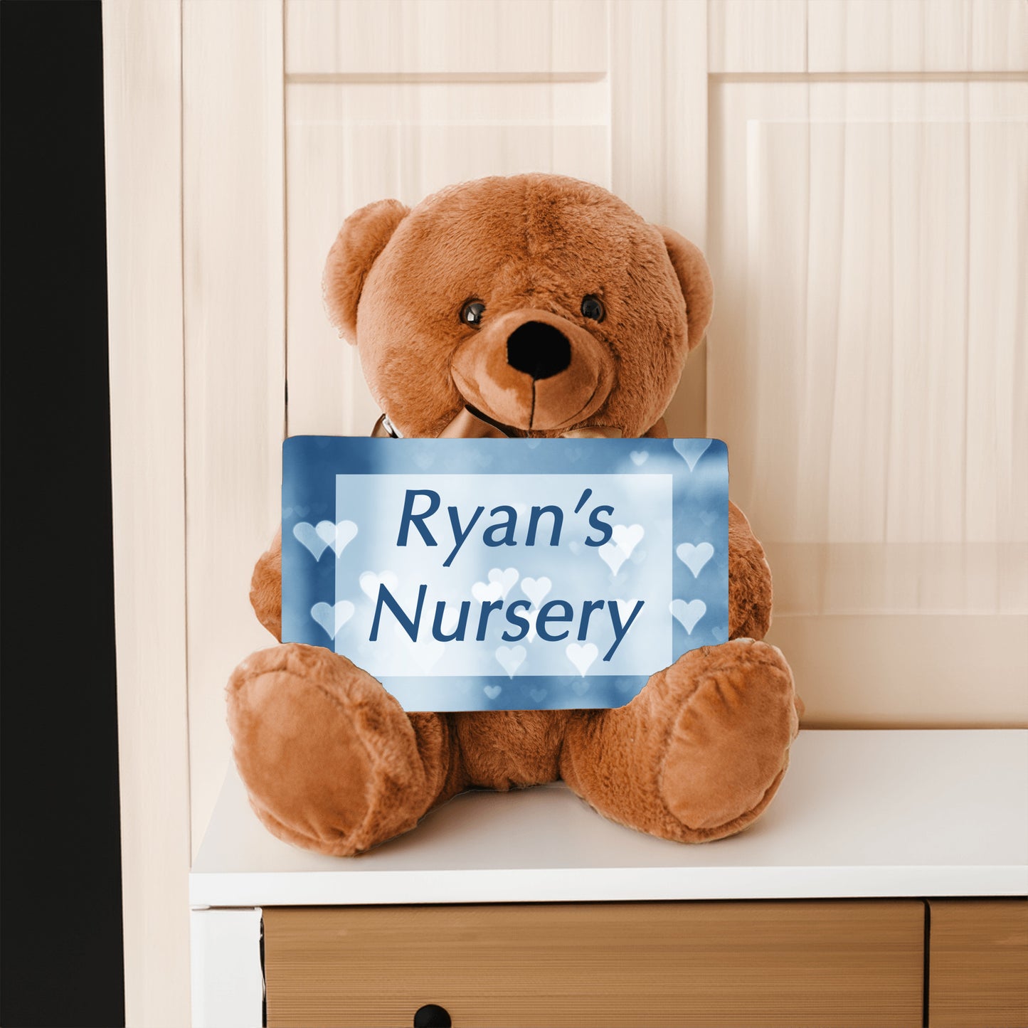 Boy Nursery Blue Bear Sign Gift