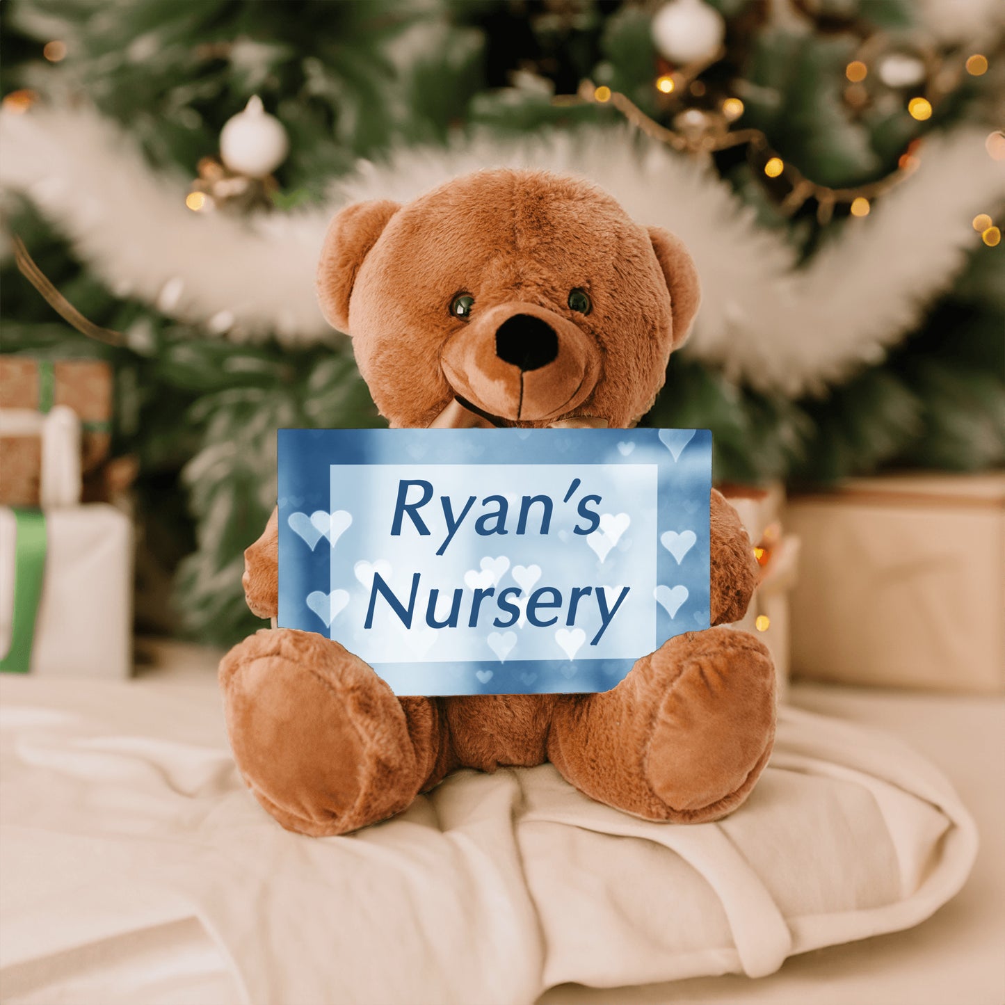 Boy Nursery Blue Bear Sign Gift