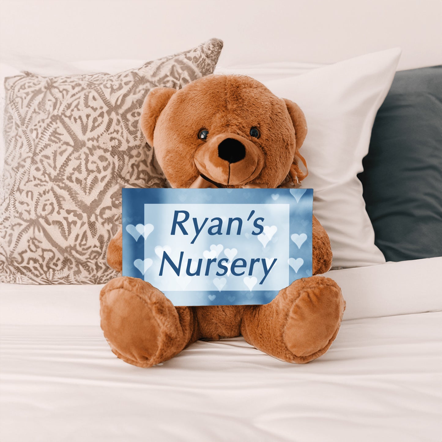 Boy Nursery Blue Bear Sign Gift