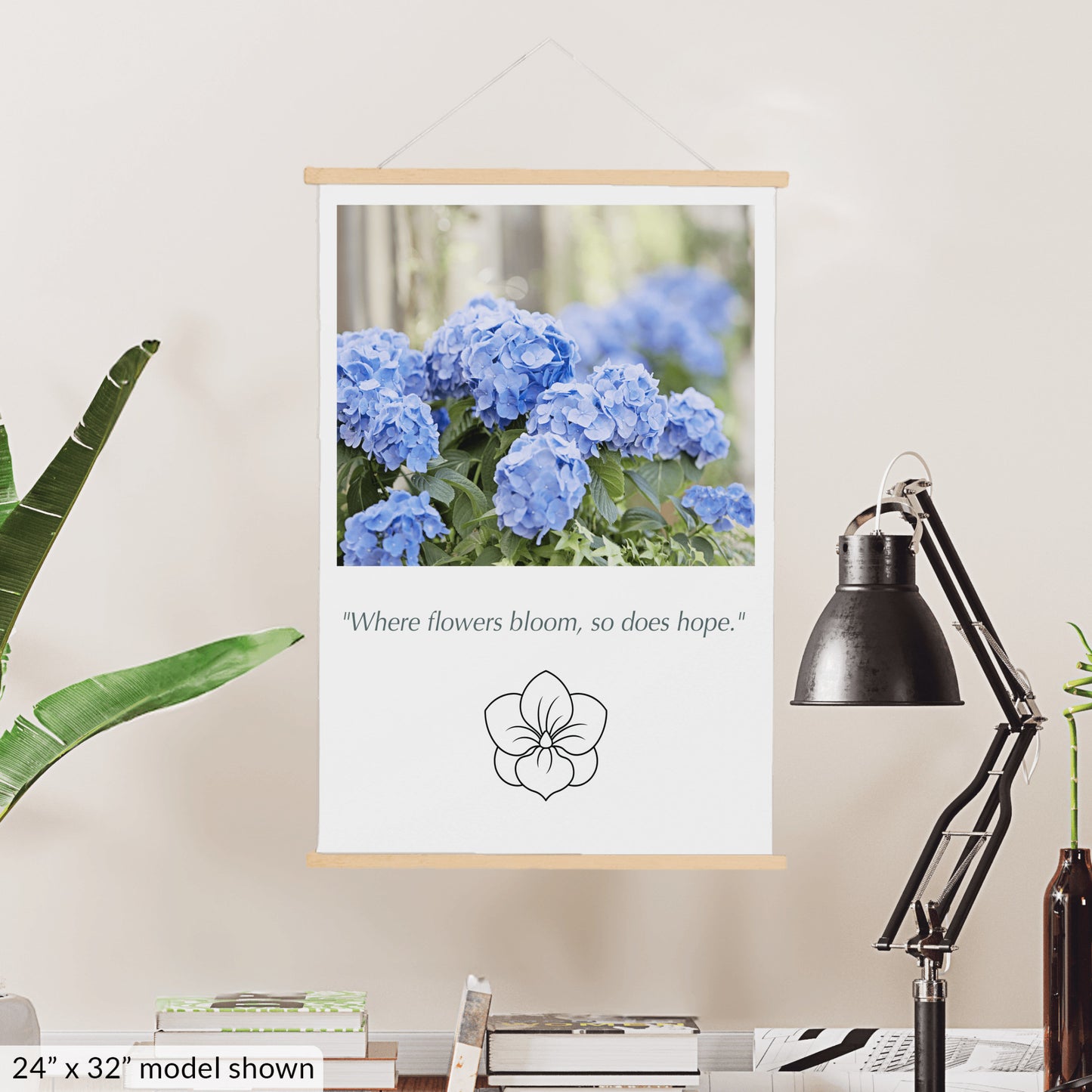 Blue Hydrangea Flower Canvas Art