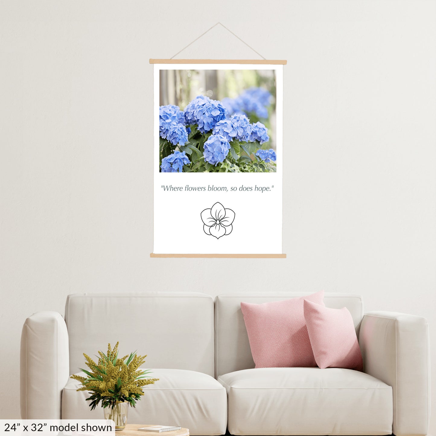 Blue Hydrangea Flower Canvas Art