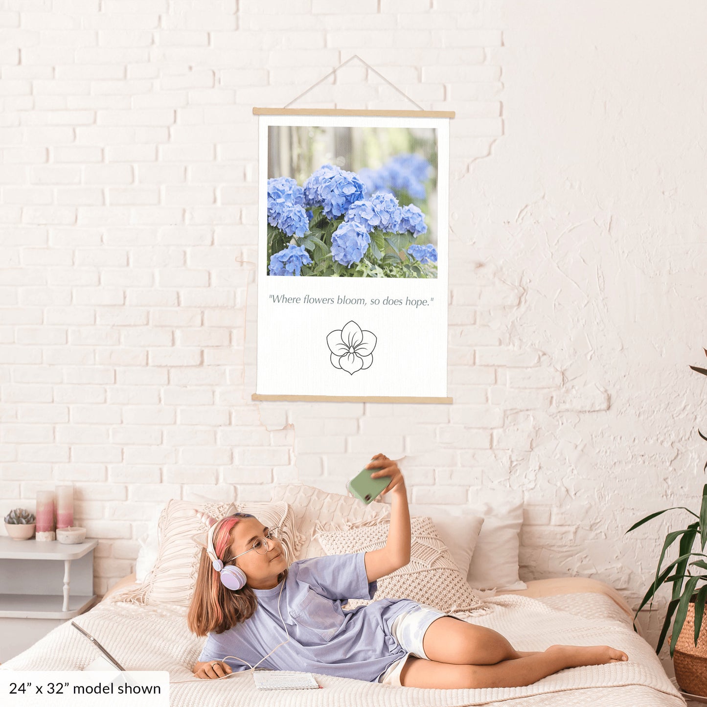Blue Hydrangea Flower Canvas Art