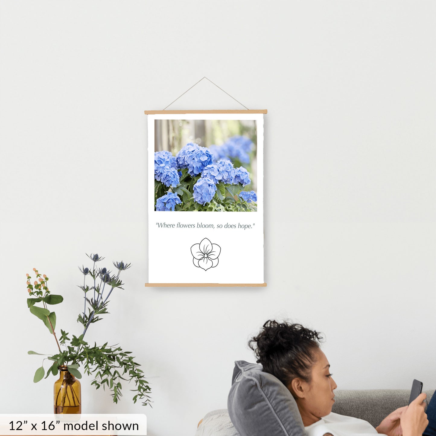 Blue Hydrangea Flower Canvas Art