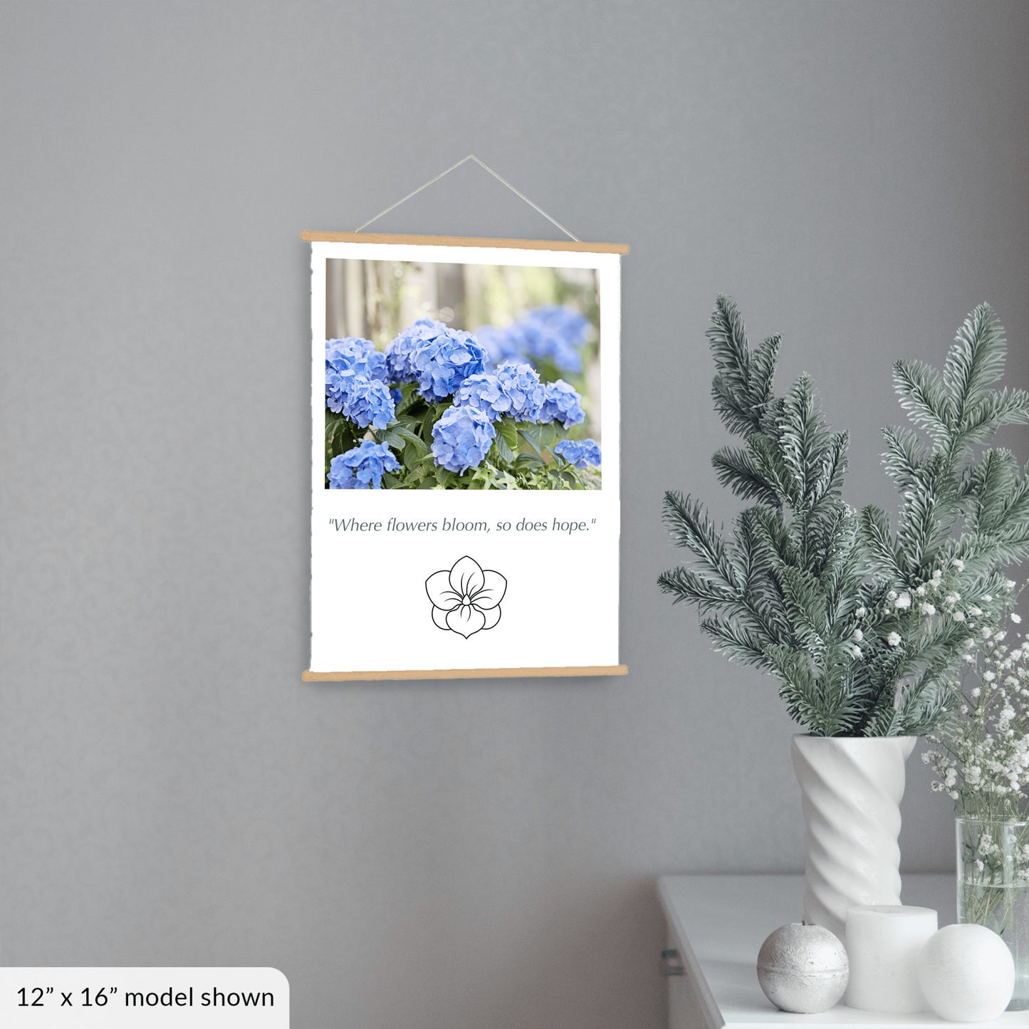 Blue Hydrangea Flower Canvas Art