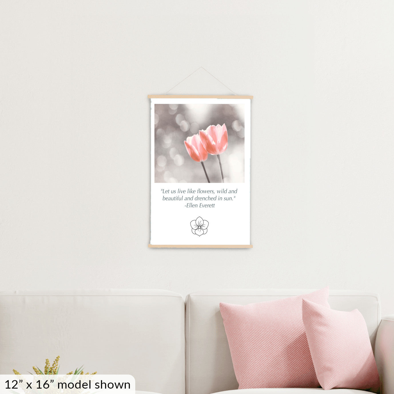 Tulip Flowers, Peach Coral Nature Wall Art