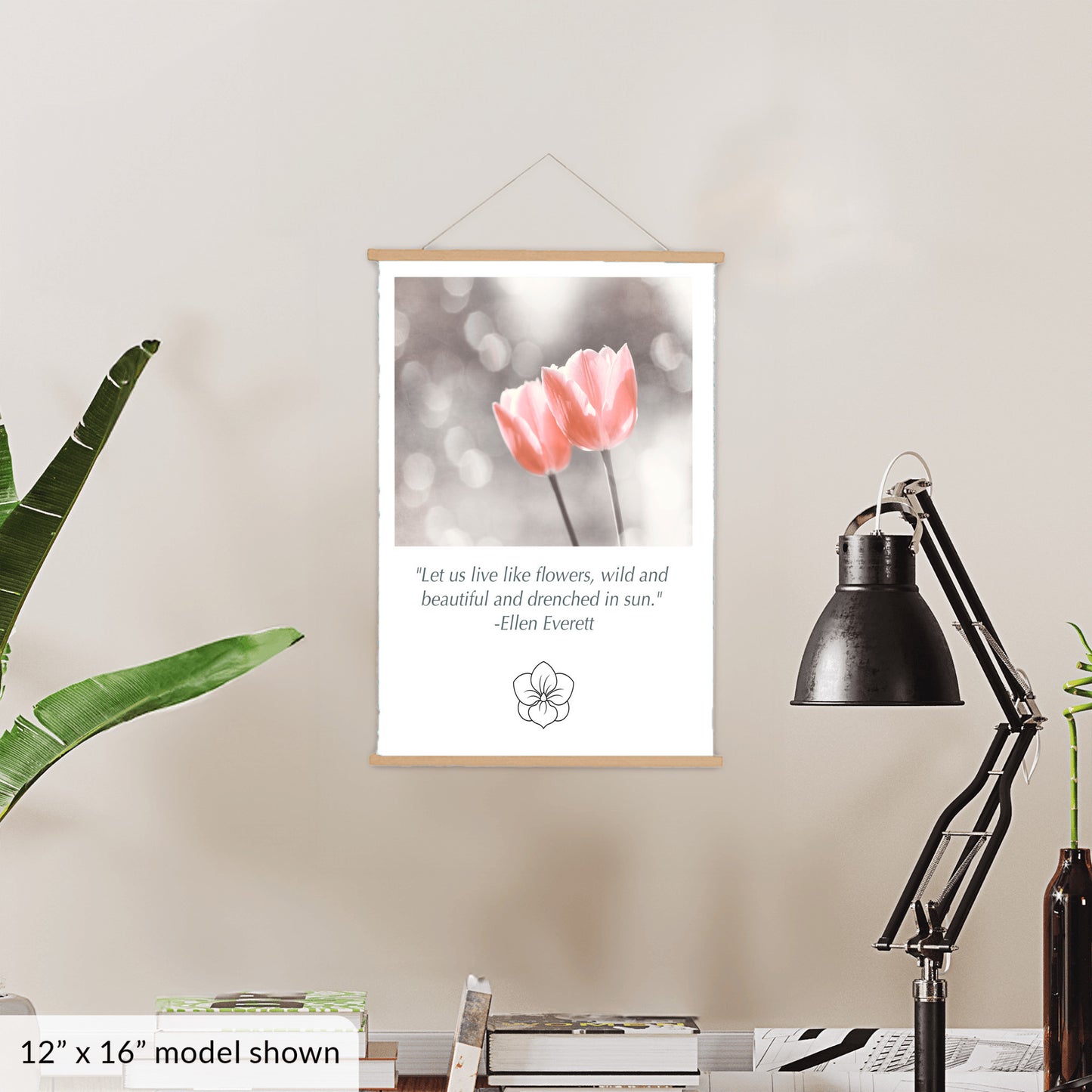 Tulip Flowers, Peach Coral Nature Wall Art