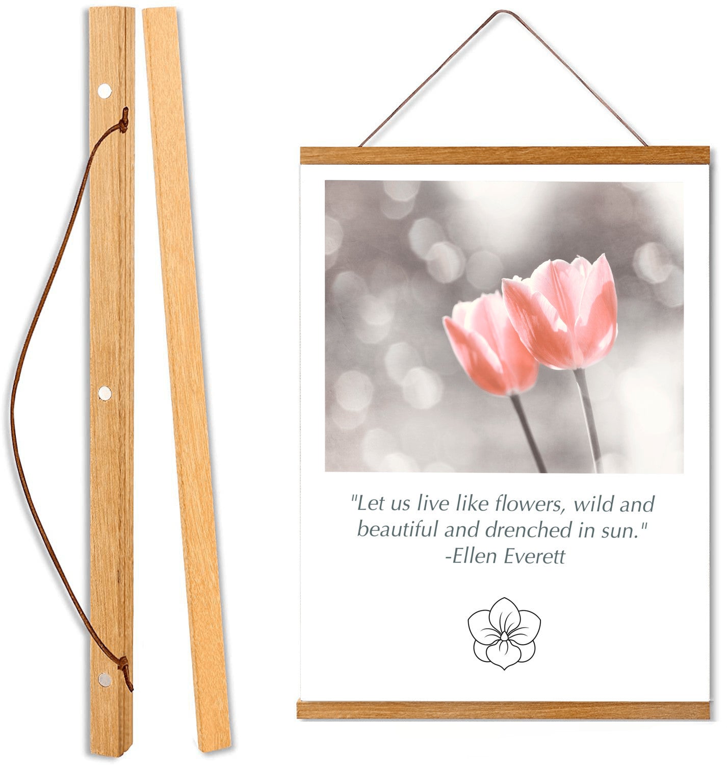 Tulip Flowers, Peach Coral Nature Wall Art
