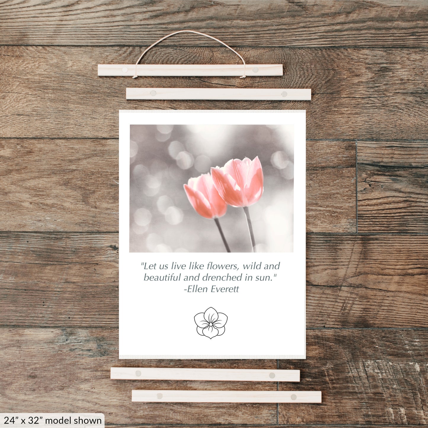 Tulip Flowers, Peach Coral Nature Wall Art