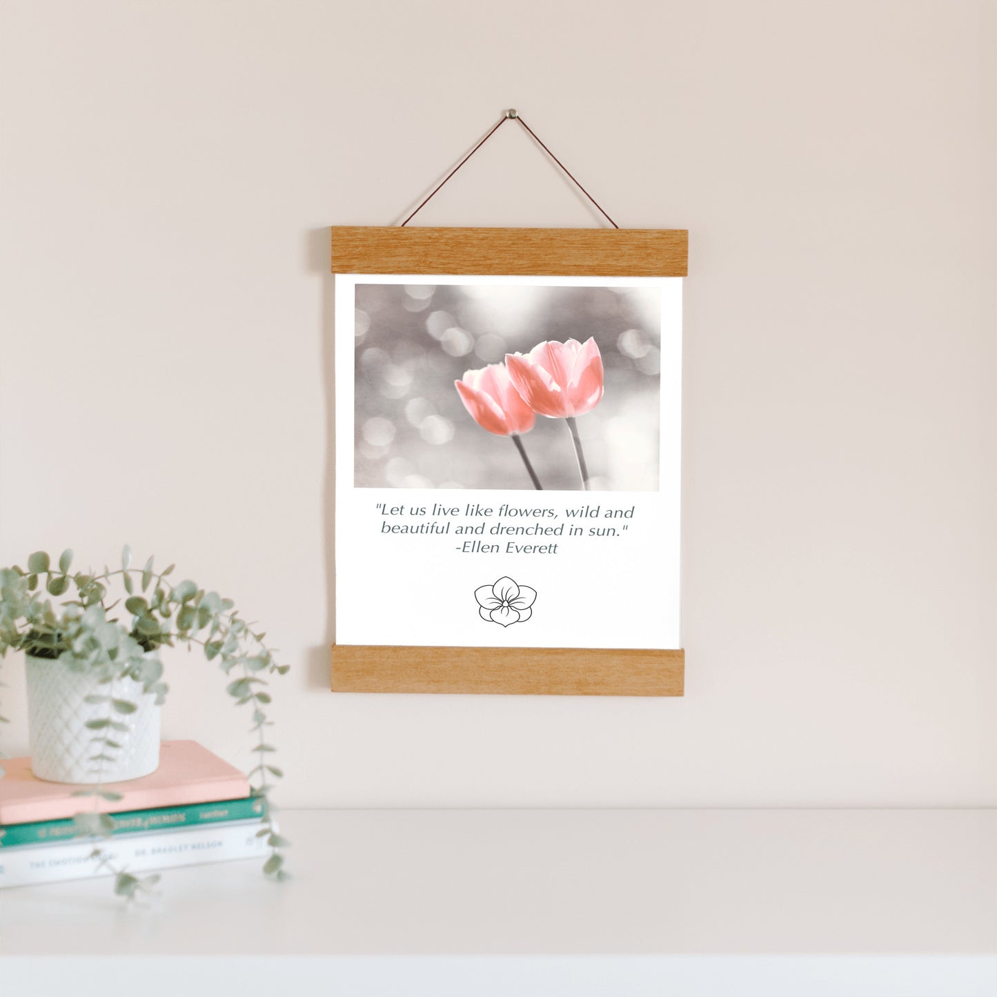 Tulip Flowers, Peach Coral Nature Wall Art