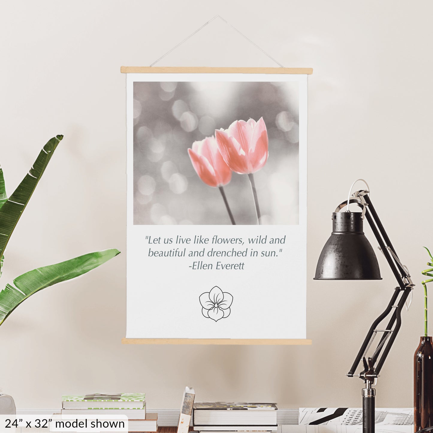 Tulip Flowers, Peach Coral Nature Wall Art