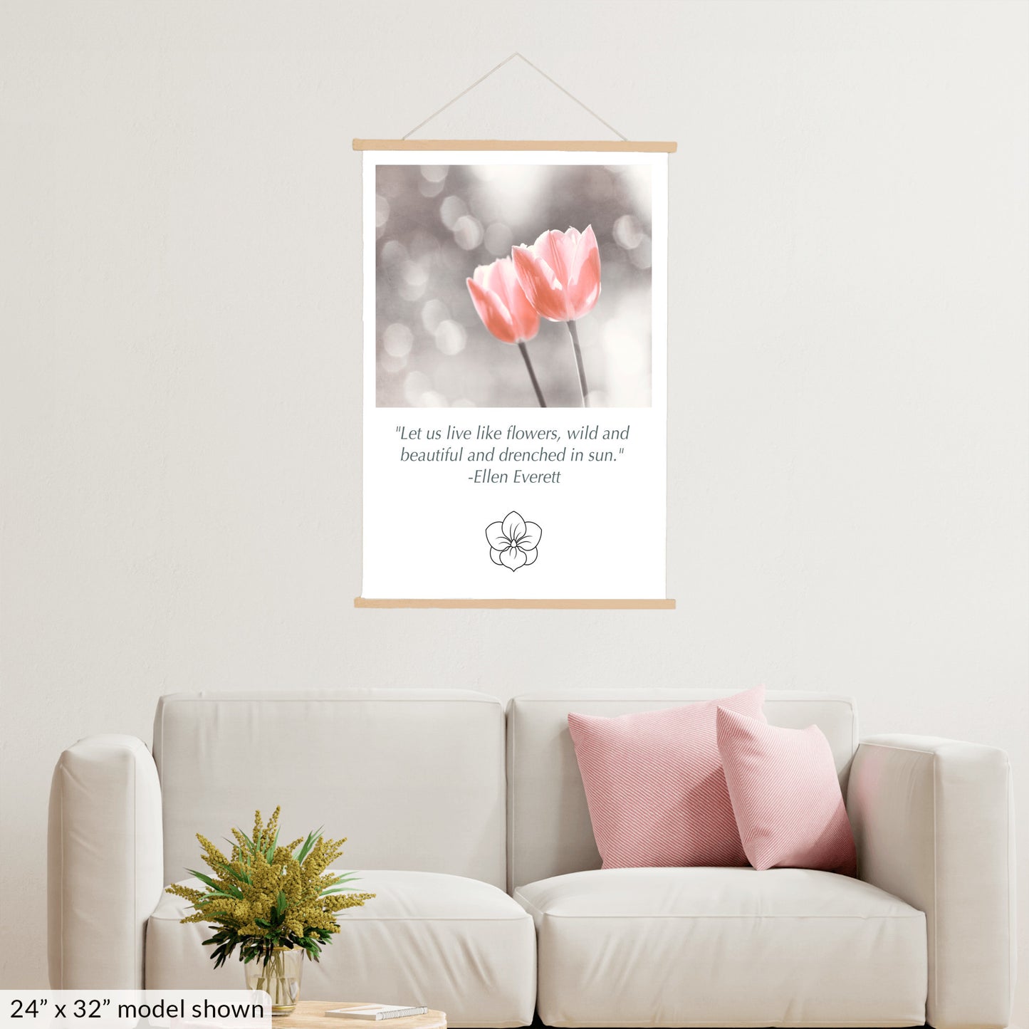 Tulip Flowers, Peach Coral Nature Wall Art