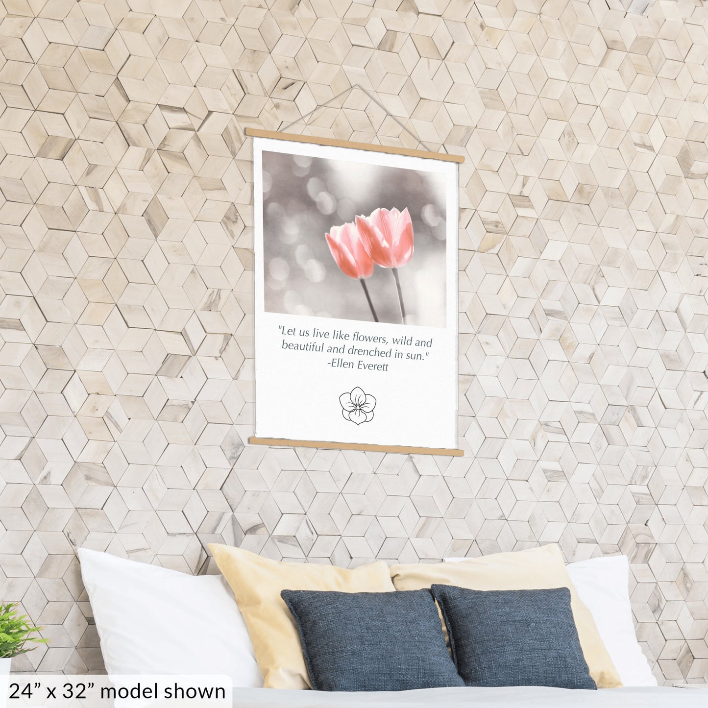 Tulip Flowers, Peach Coral Nature Wall Art