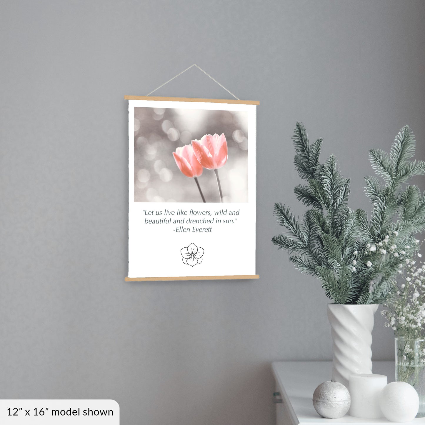 Tulip Flowers, Peach Coral Nature Wall Art