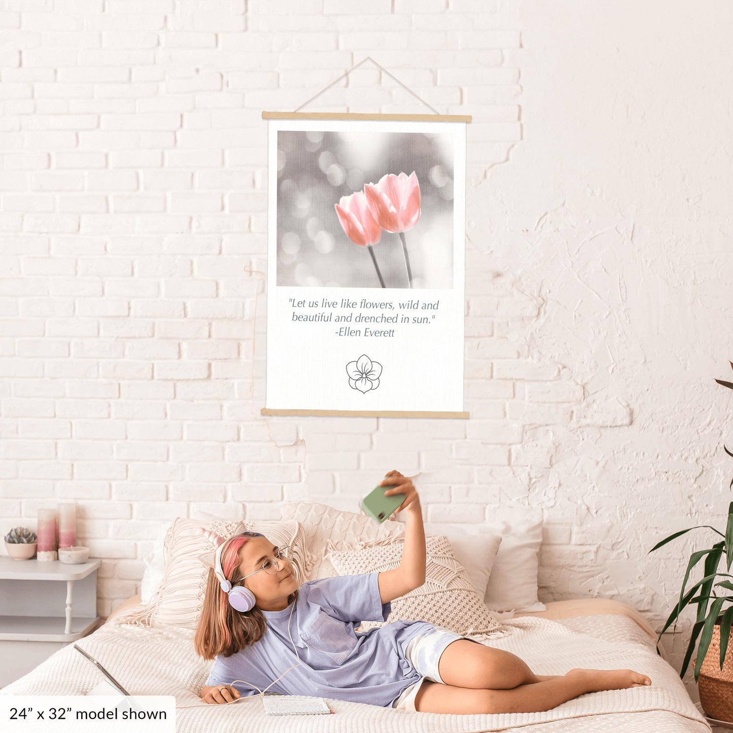 Tulip Flowers, Peach Coral Nature Wall Art