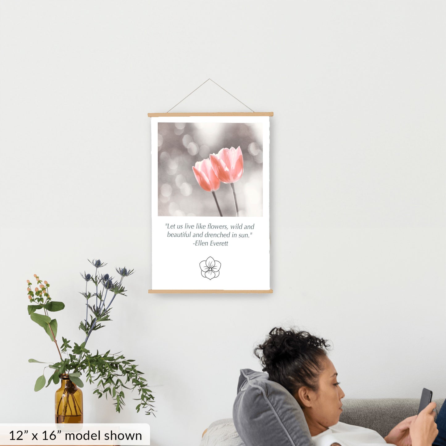 Tulip Flowers, Peach Coral Nature Wall Art