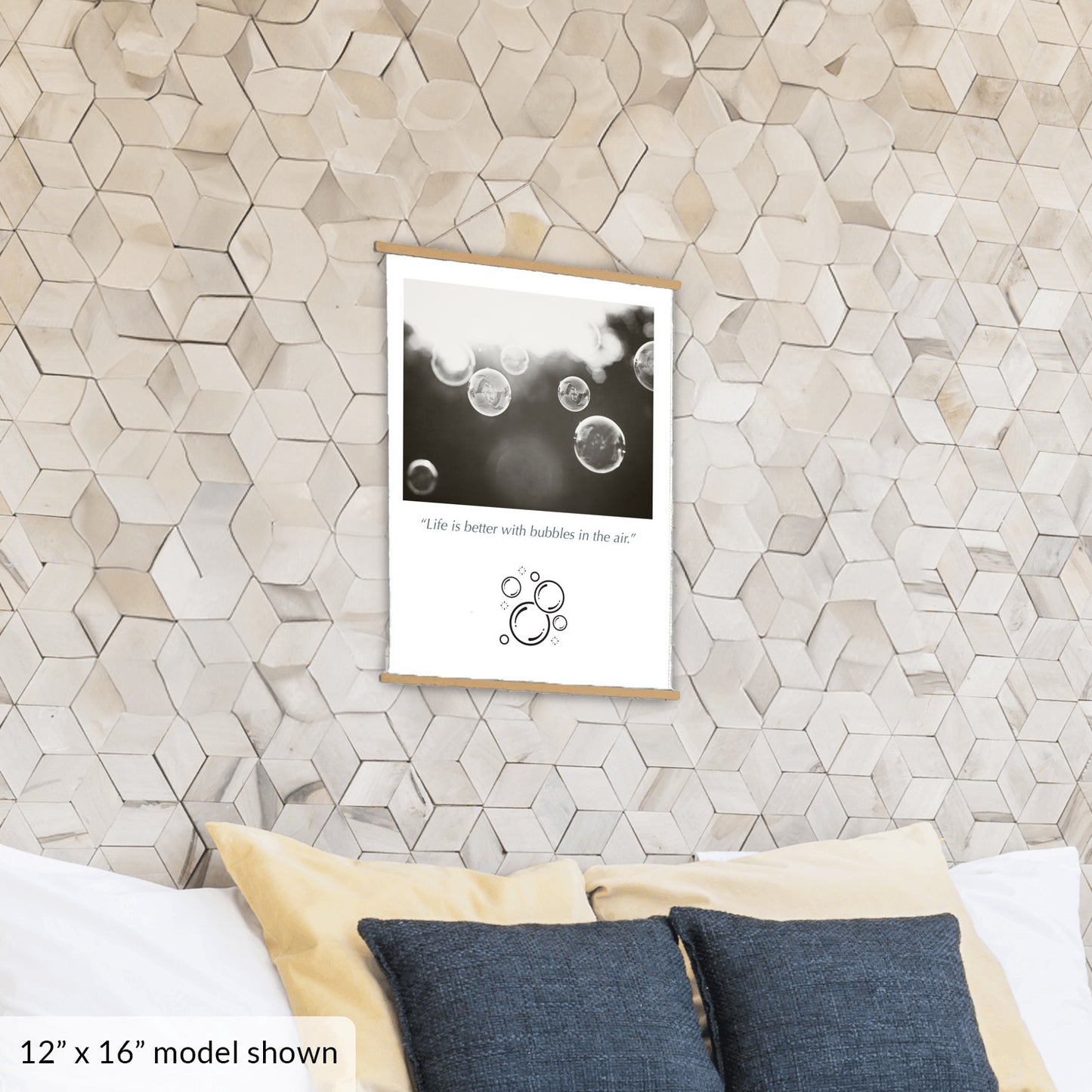Bubbles Hanging Canvas, Black and White