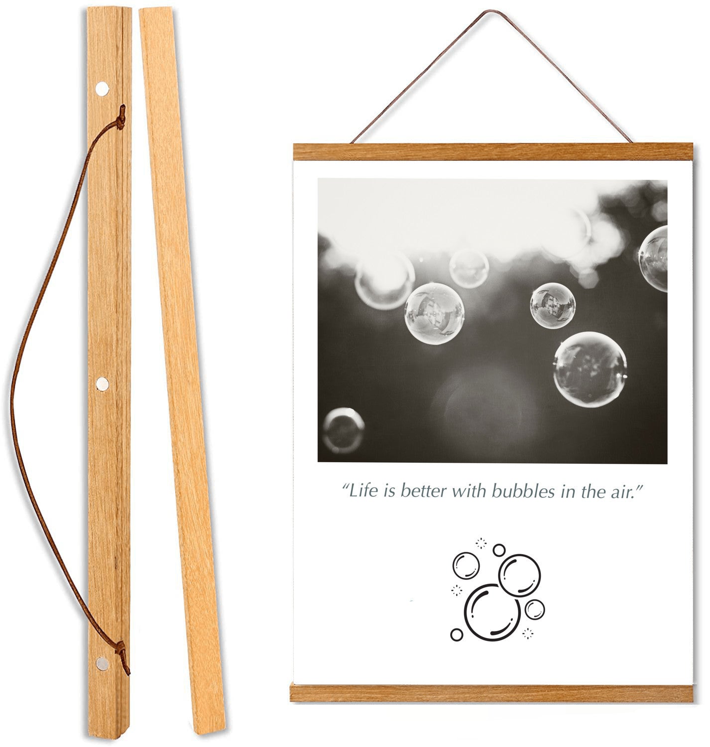 Bubbles Hanging Canvas, Black and White