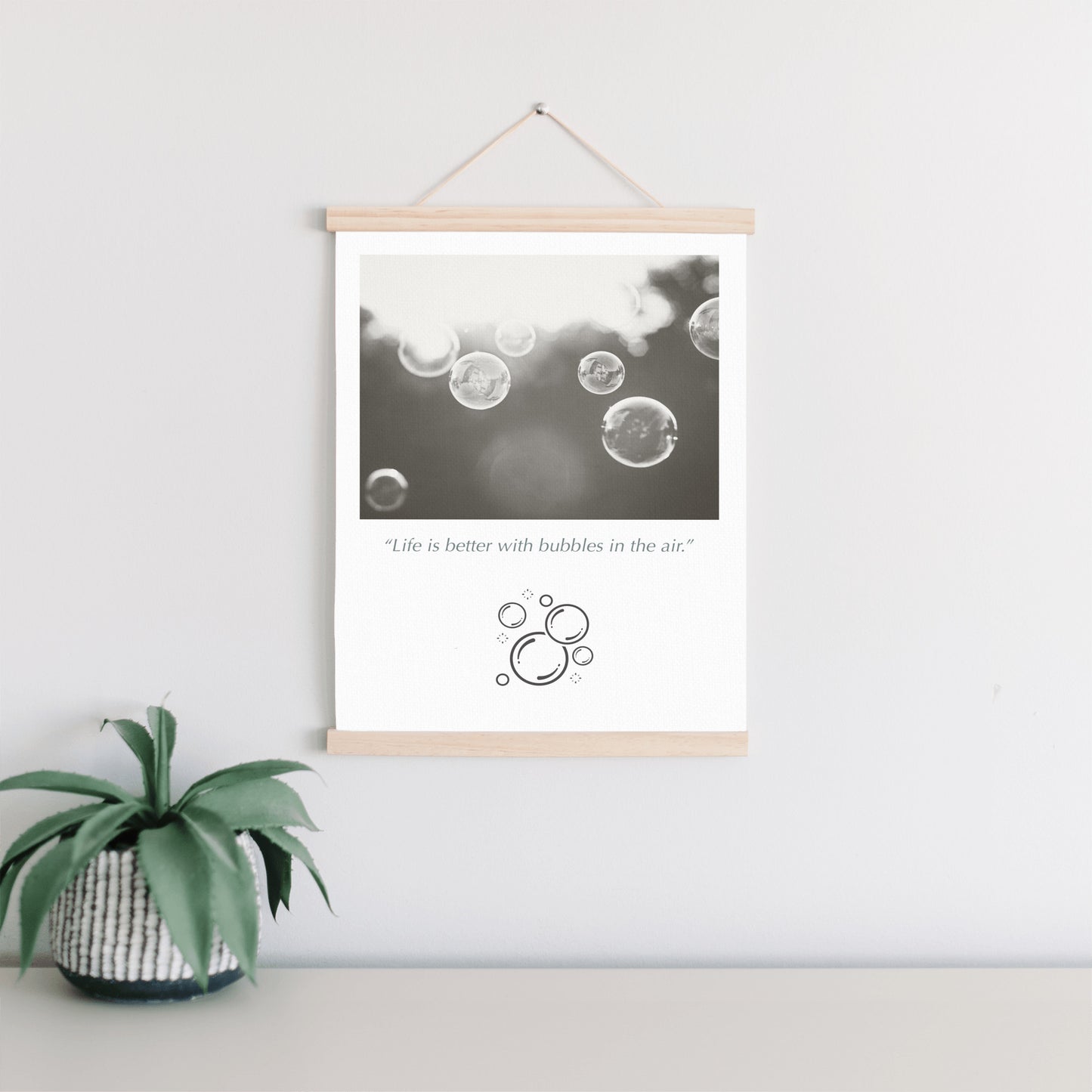 Bubbles Hanging Canvas, Black and White