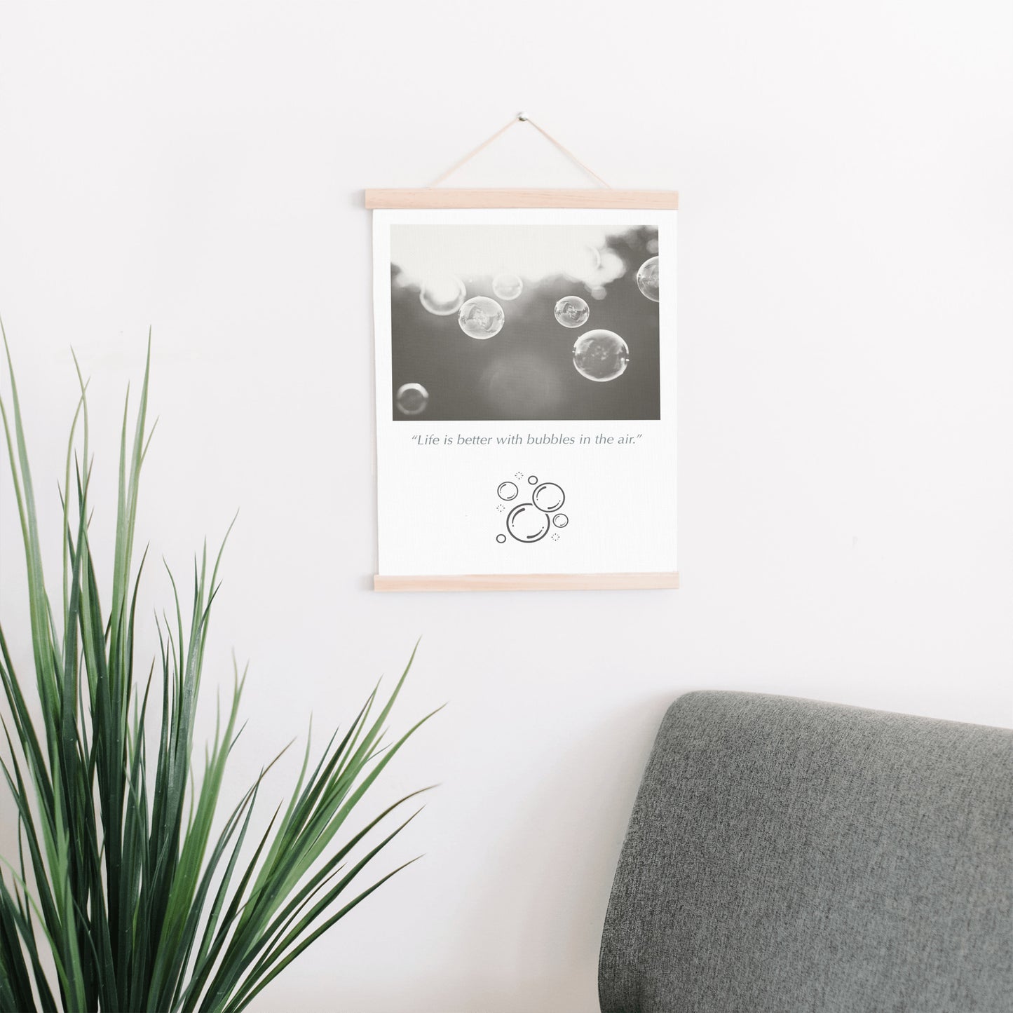 Bubbles Hanging Canvas, Black and White