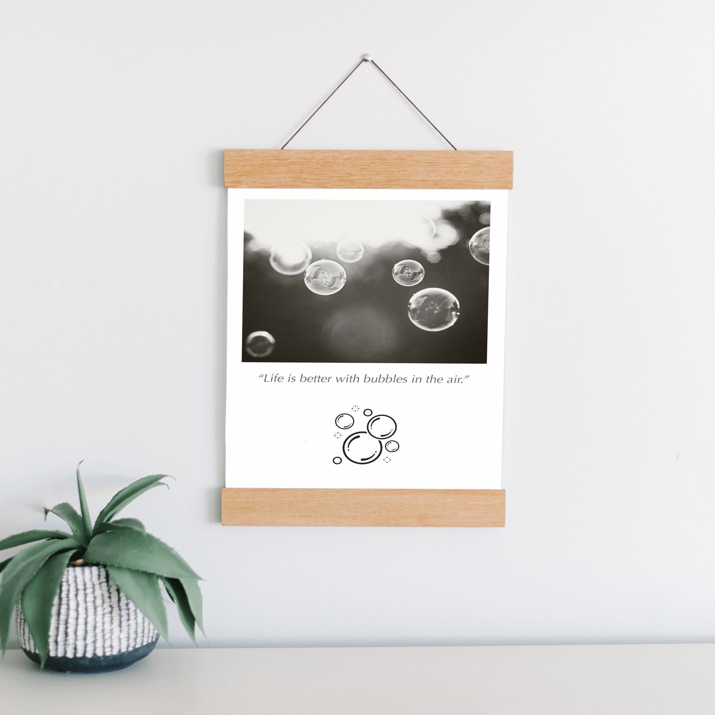 Bubbles Hanging Canvas, Black and White