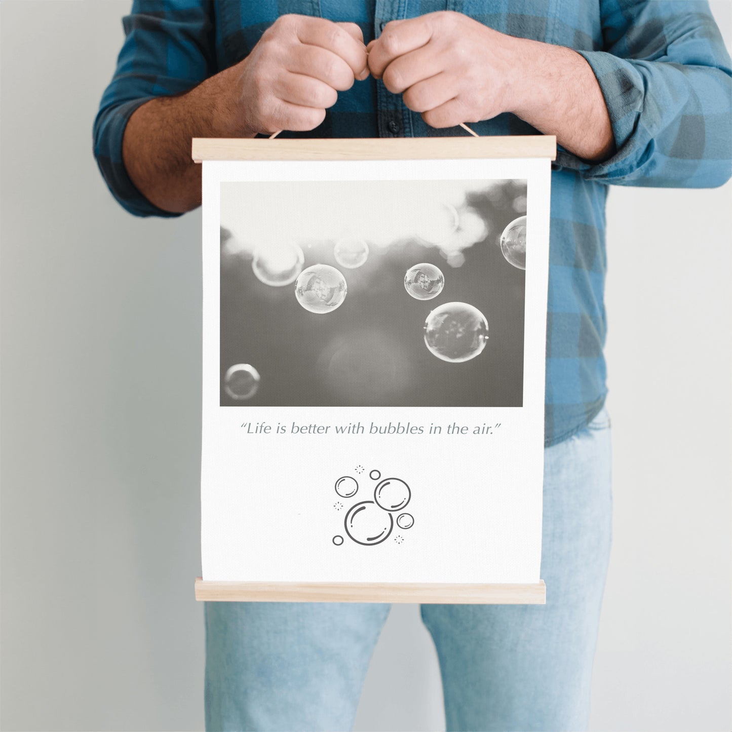 Bubbles Hanging Canvas, Black and White