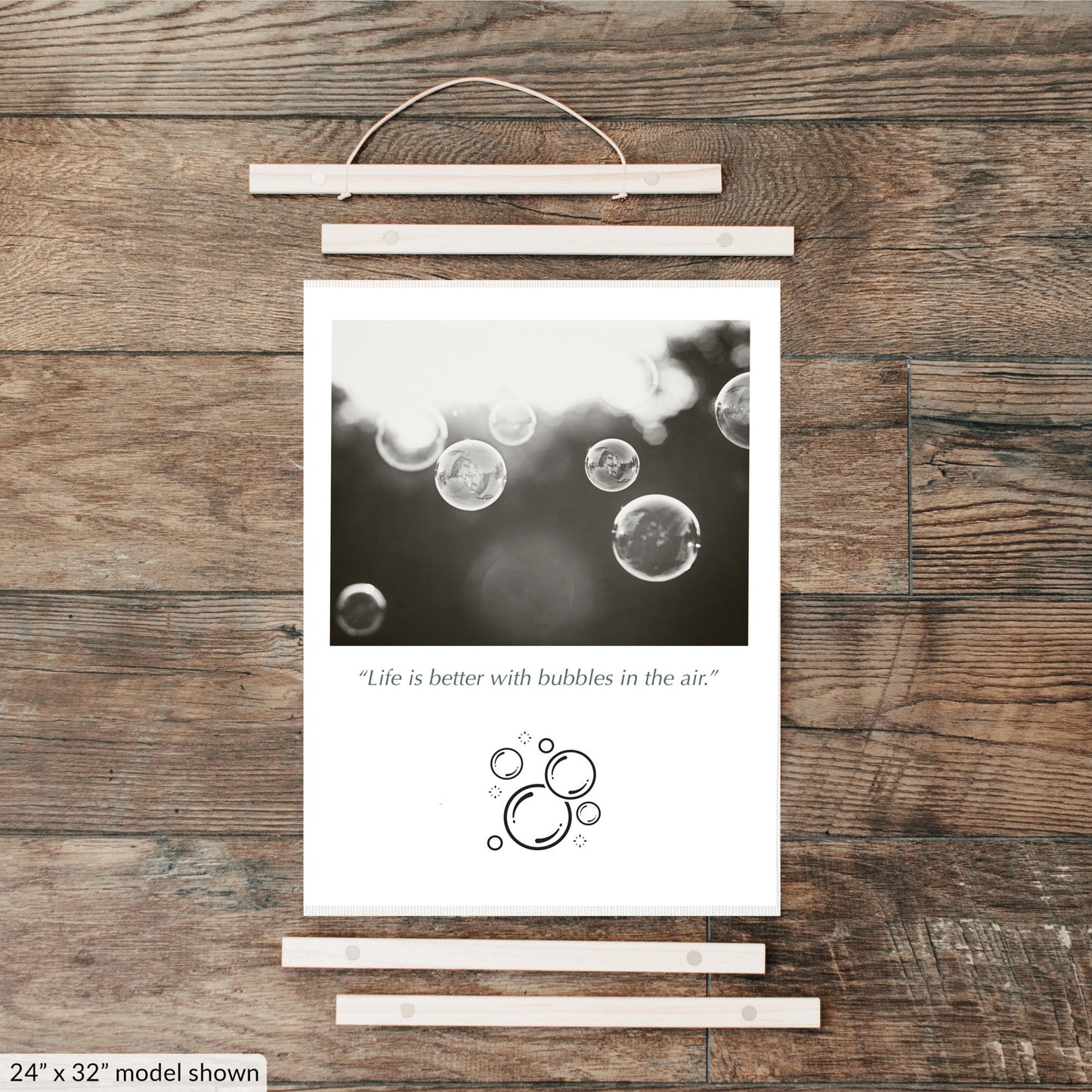 Bubbles Hanging Canvas, Black and White