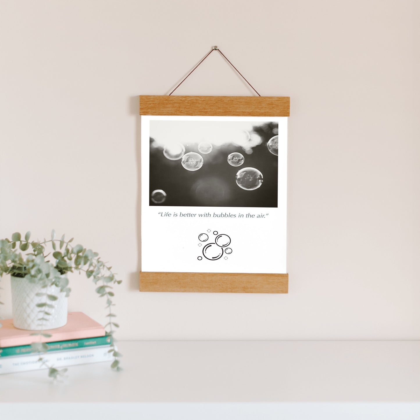 Bubbles Hanging Canvas, Black and White