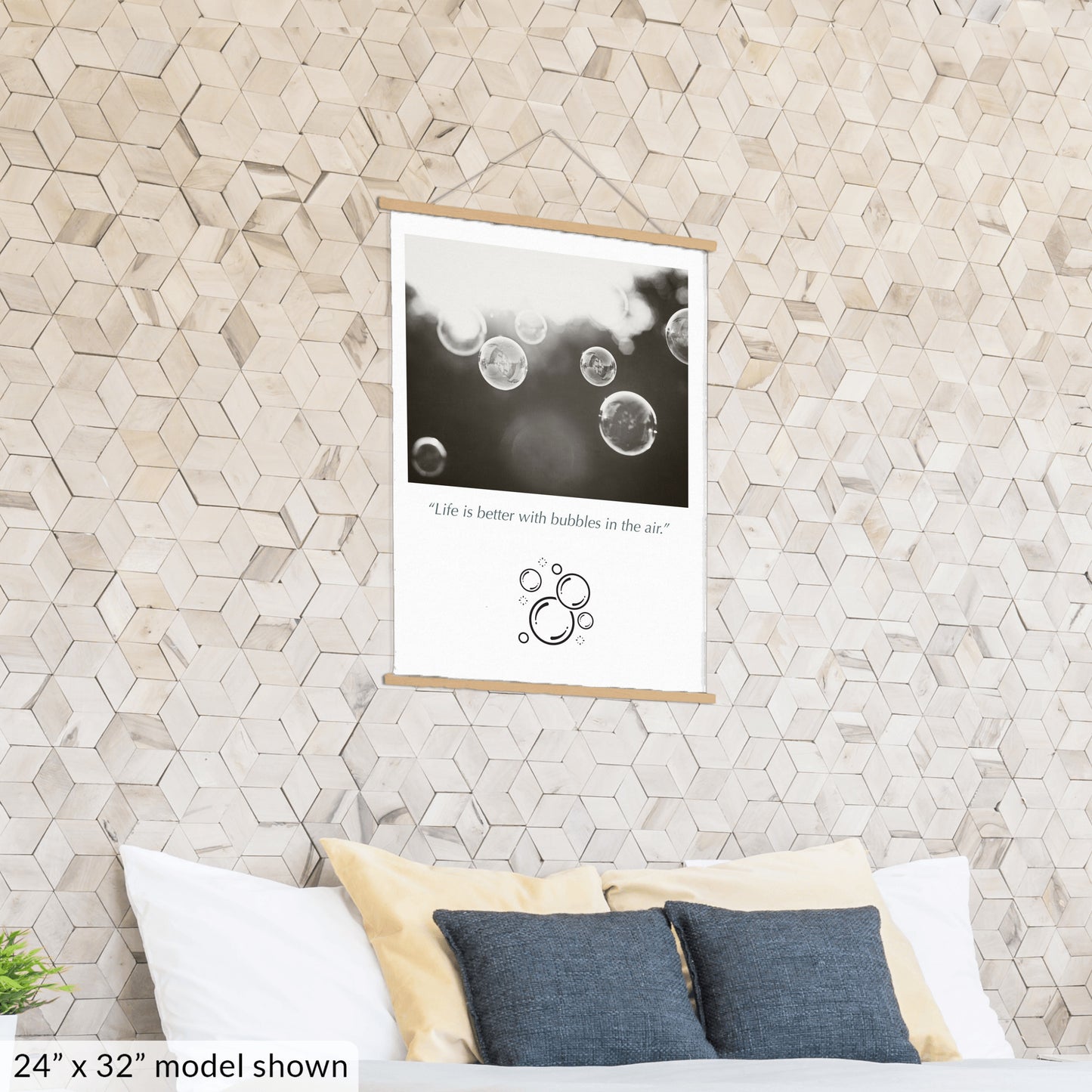 Bubbles Hanging Canvas, Black and White