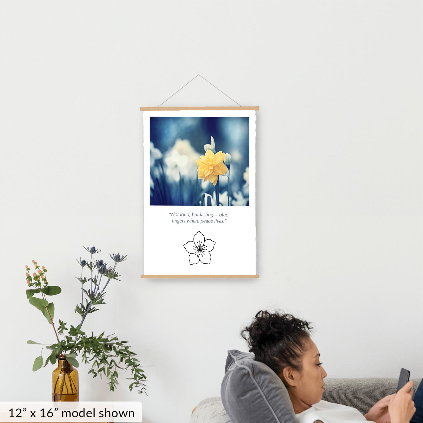 Blue Yellow Nature Flower Canvas