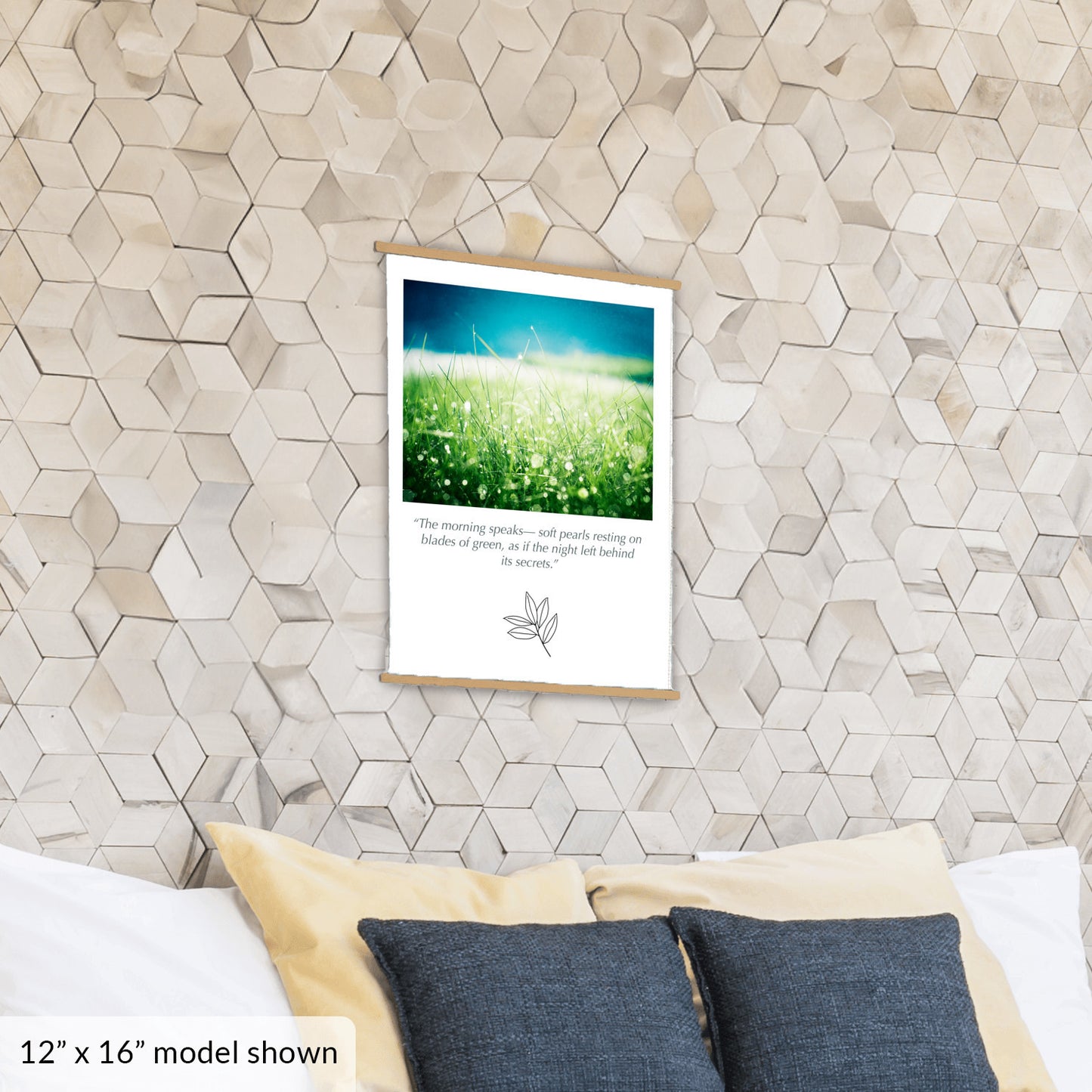 Green Blue Water Dew Drops, Grass Nature Canvas