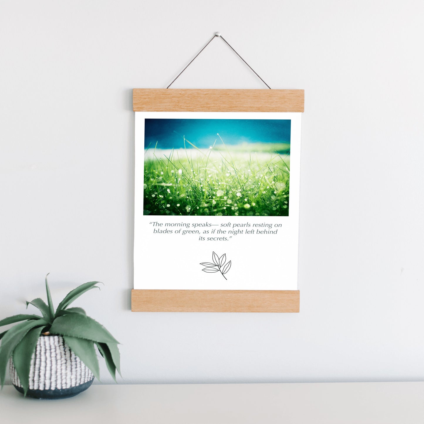 Green Blue Water Dew Drops, Grass Nature Canvas