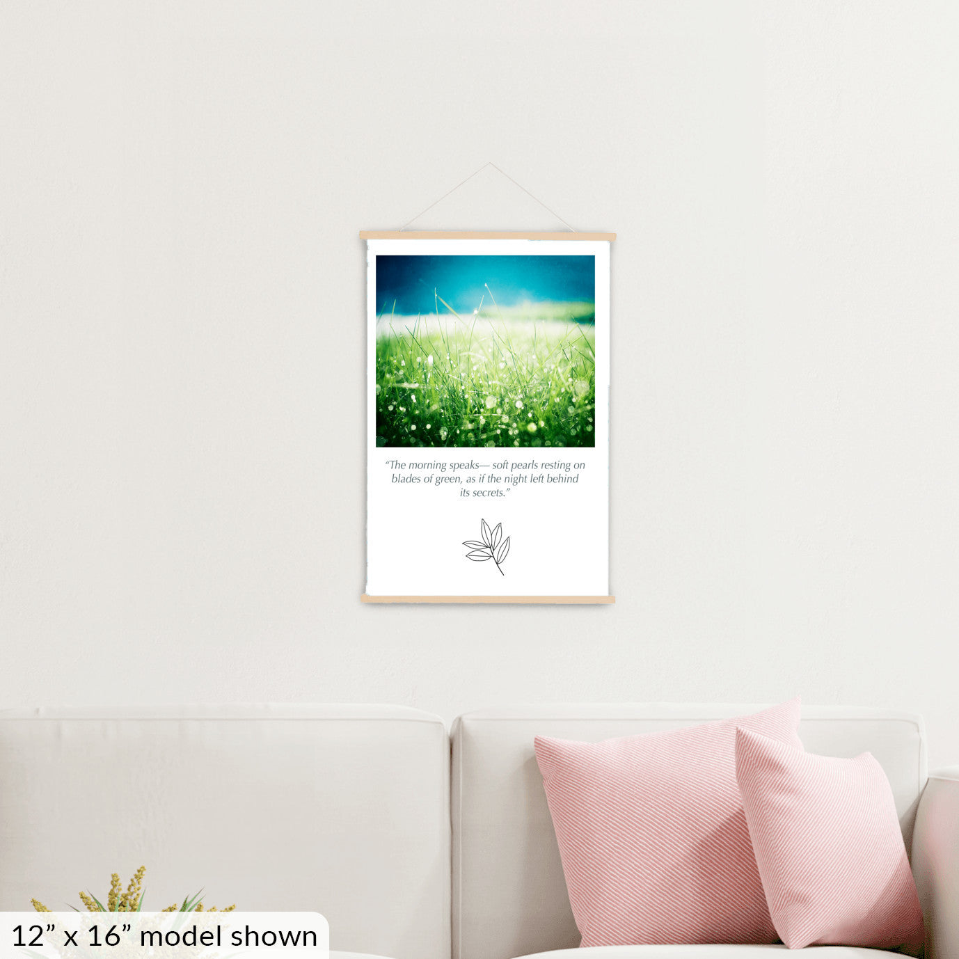 Green Blue Water Dew Drops, Grass Nature Canvas