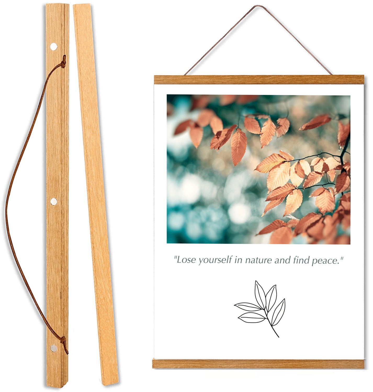 Nature Hanging Canvas, Teal Brown Copper