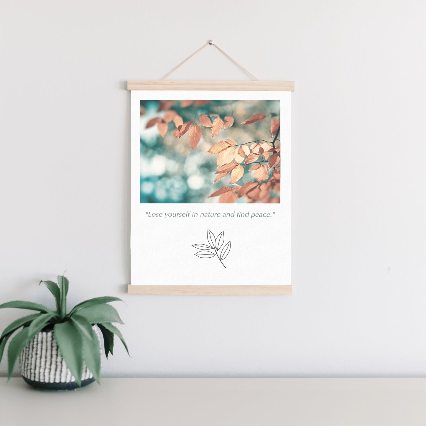 Nature Hanging Canvas, Teal Brown Copper
