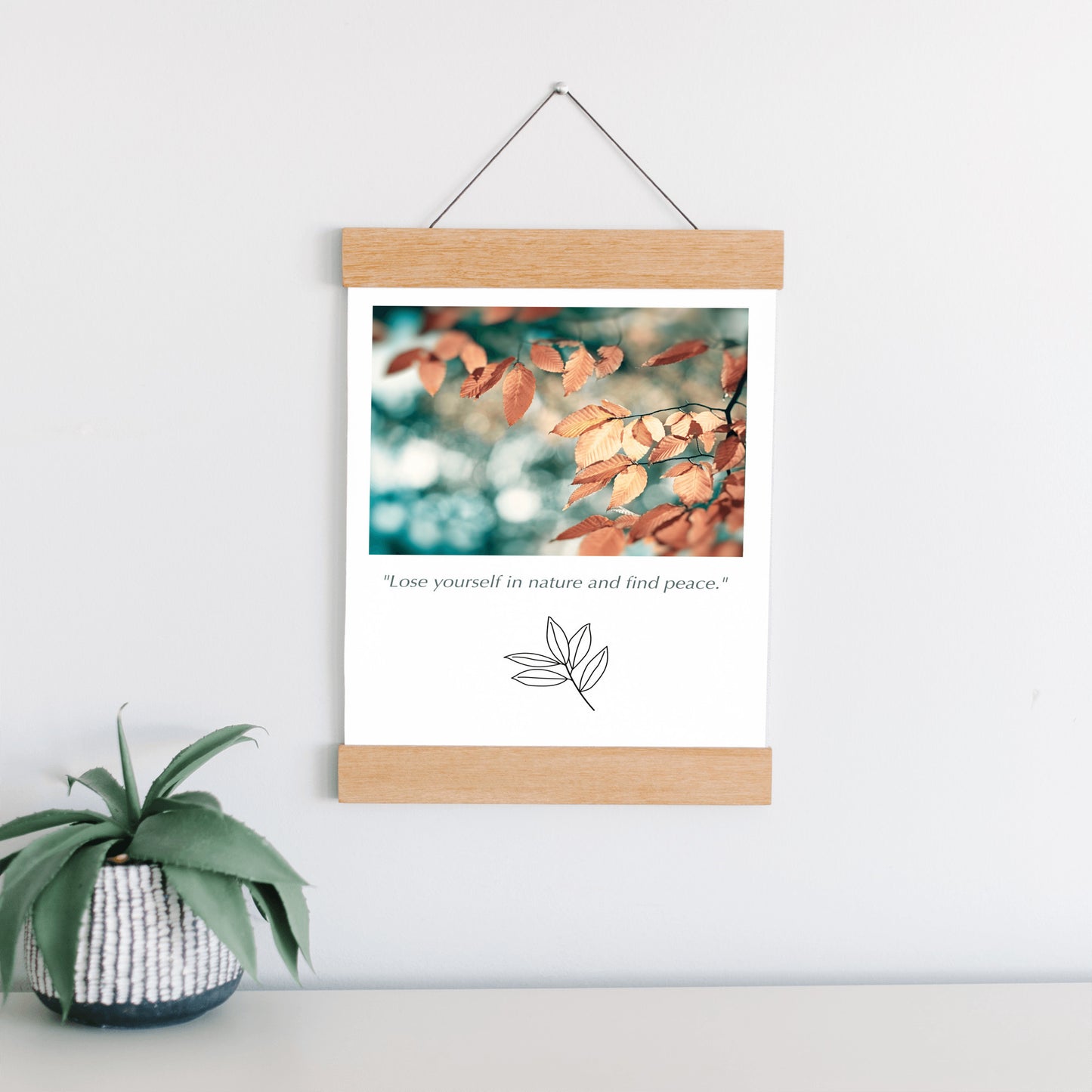 Nature Hanging Canvas, Teal Brown Copper