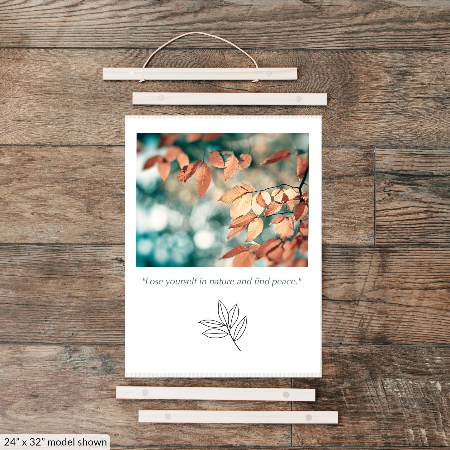 Nature Hanging Canvas, Teal Brown Copper