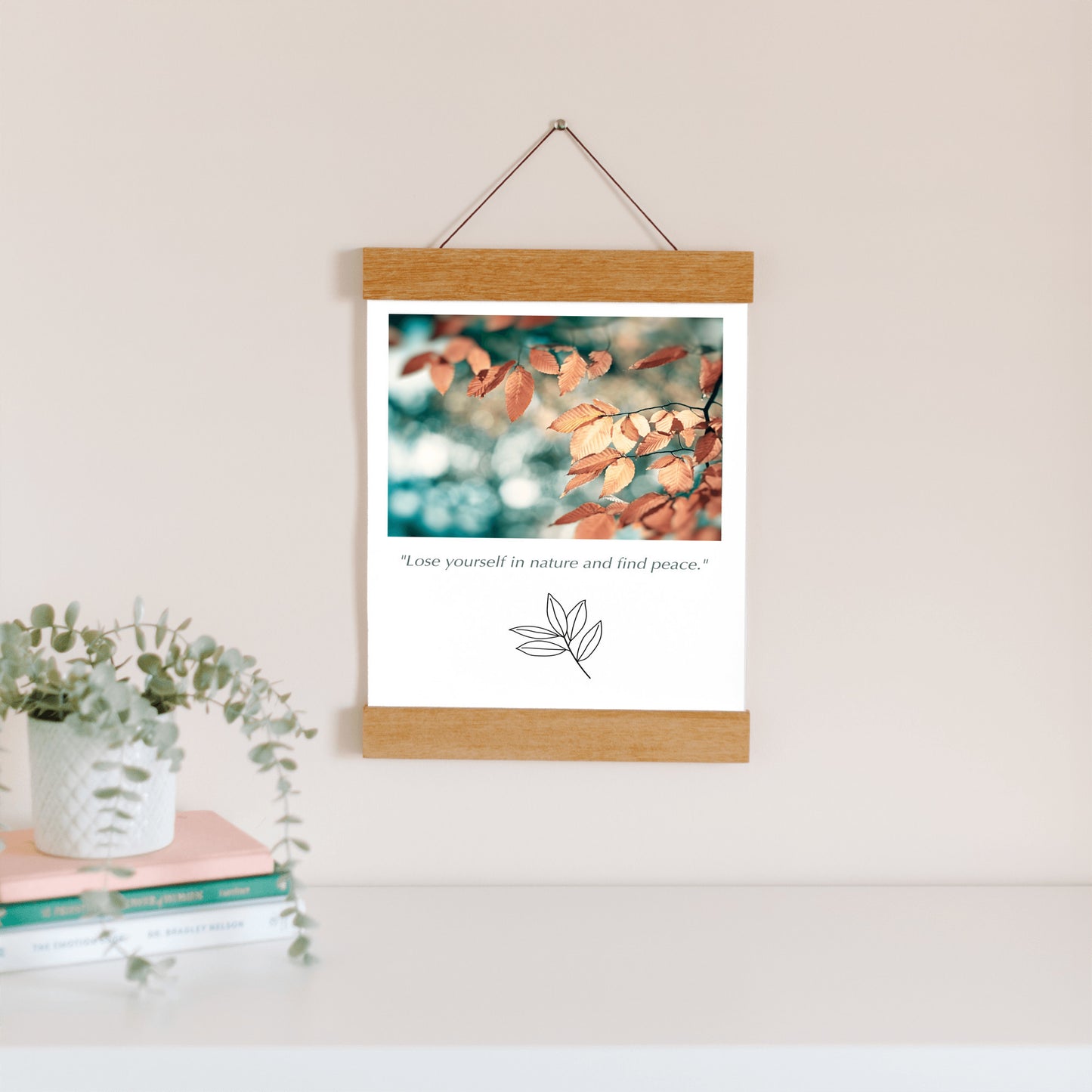 Nature Hanging Canvas, Teal Brown Copper