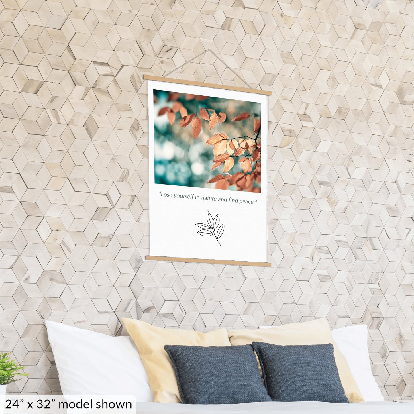 Nature Hanging Canvas, Teal Brown Copper