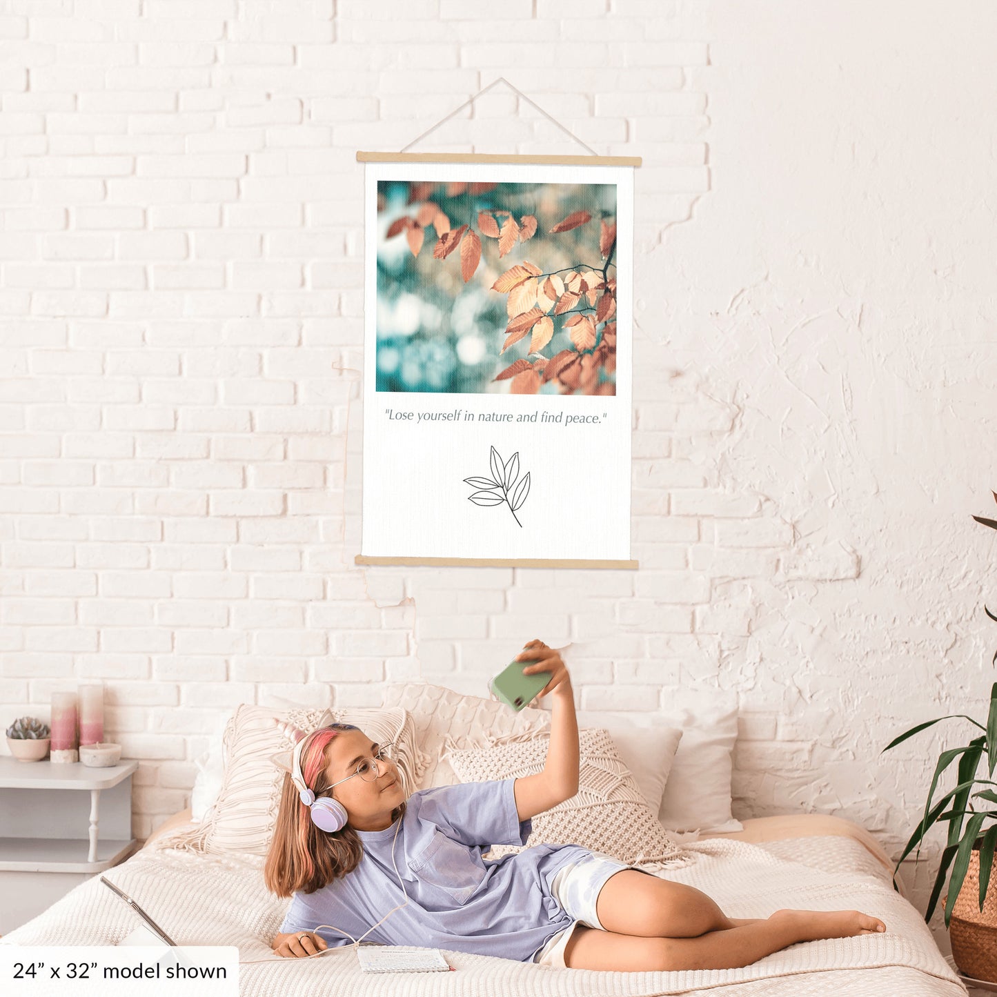 Nature Hanging Canvas, Teal Brown Copper