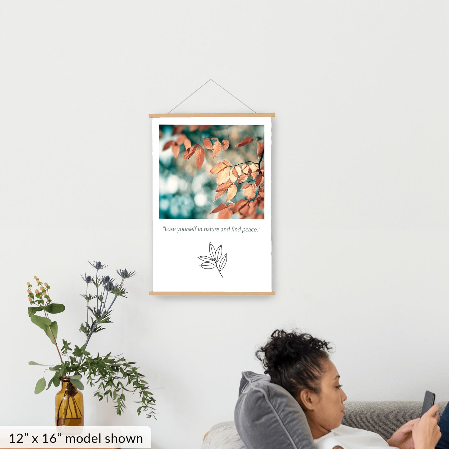 Nature Hanging Canvas, Teal Brown Copper