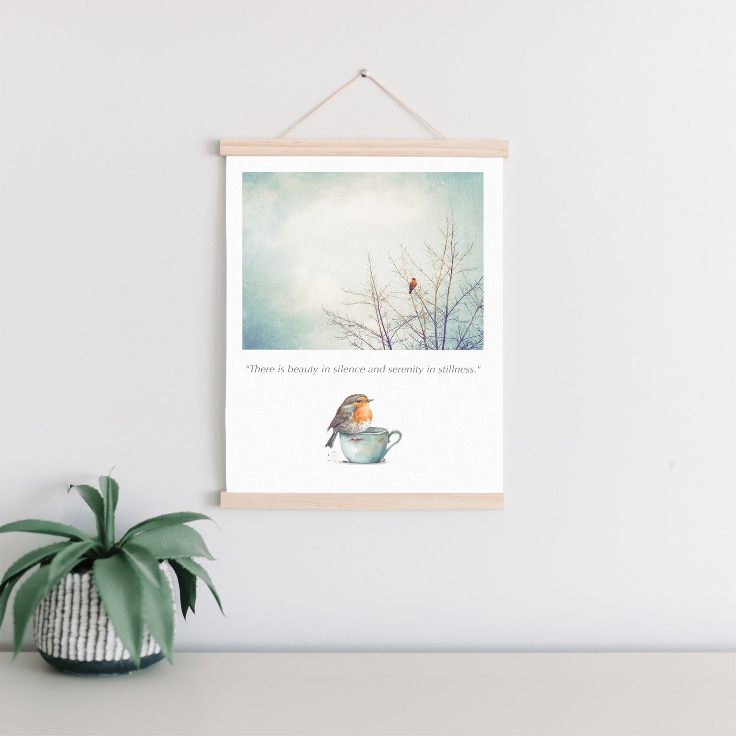 Robin Bird in Tree Hanging Canvas