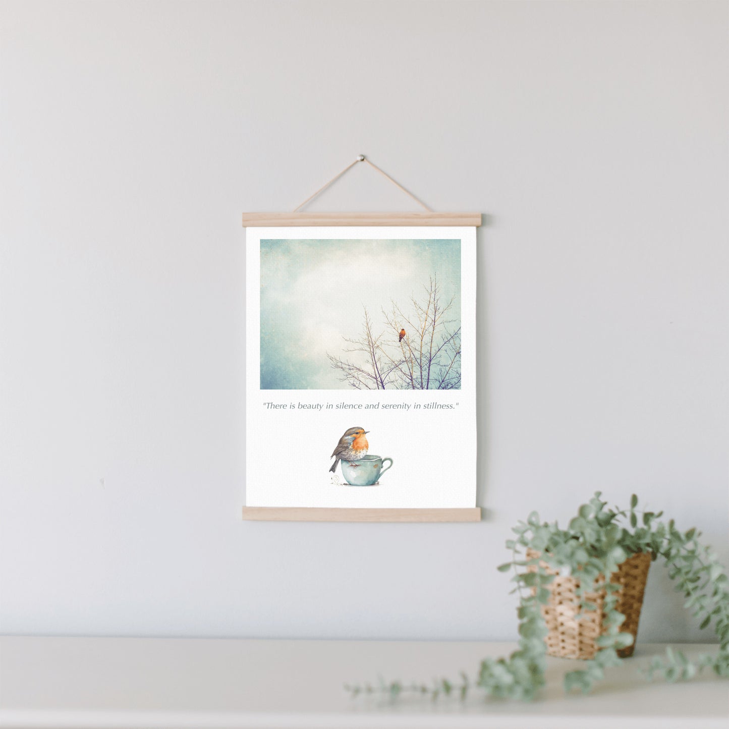 Robin Bird in Tree Hanging Canvas