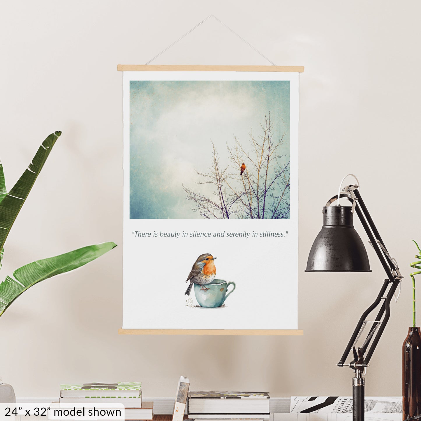 Robin Bird in Tree Hanging Canvas