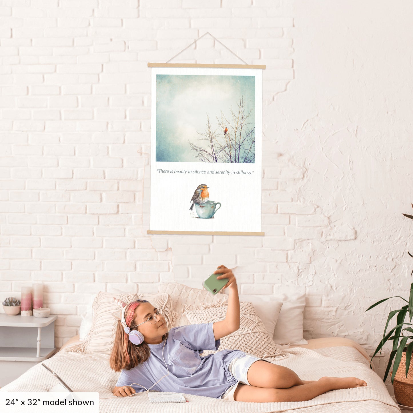 Robin Bird in Tree Hanging Canvas